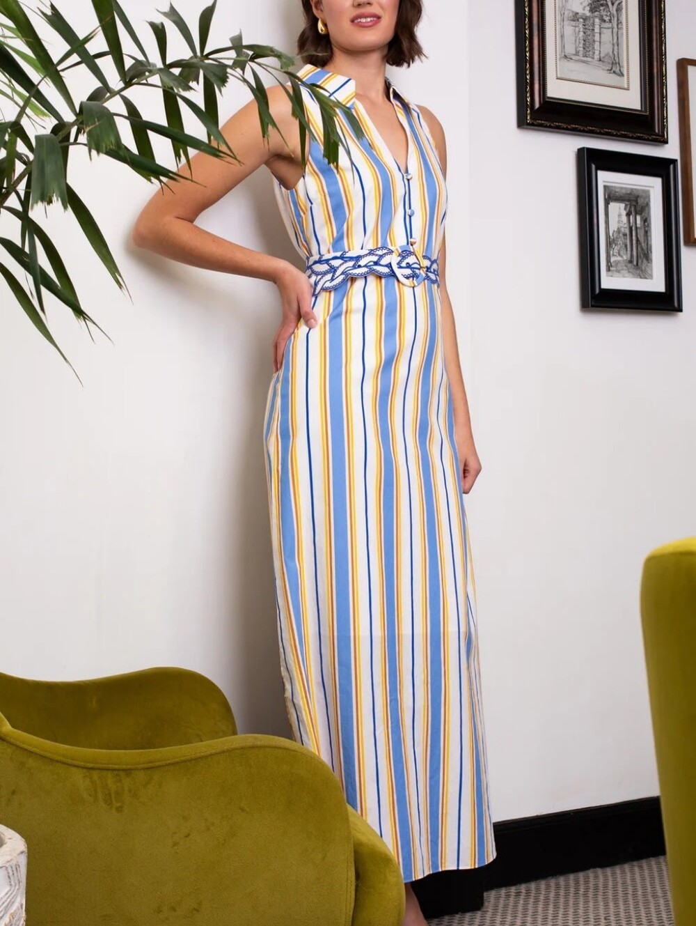 Anna Cate Jill Coastal Stripe Midi Dress